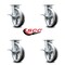 Service Caster 8 Inch Kingpinless V Groove Semi Steel Wheel Swivel Caster Set with Brakes SCC SCC-KP30S820-VGR-SLB-4 - alternate 4